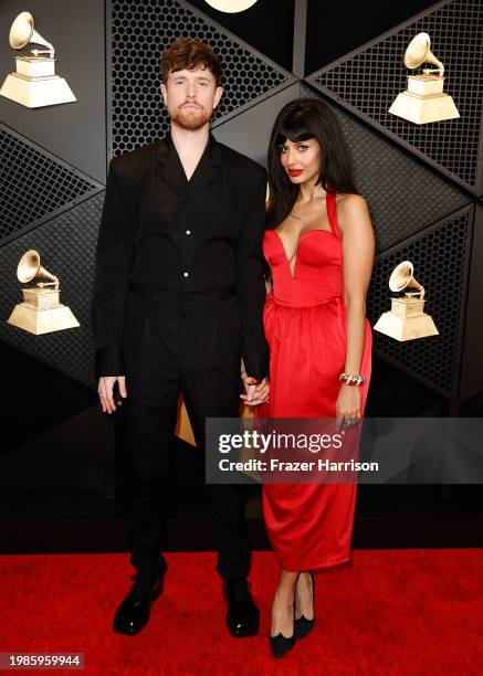 James Blake and Jameela Jamil attend the 66th GRAMMY Awards at Crypto.com Arena on February 04, 2024 in Los Angeles, California.