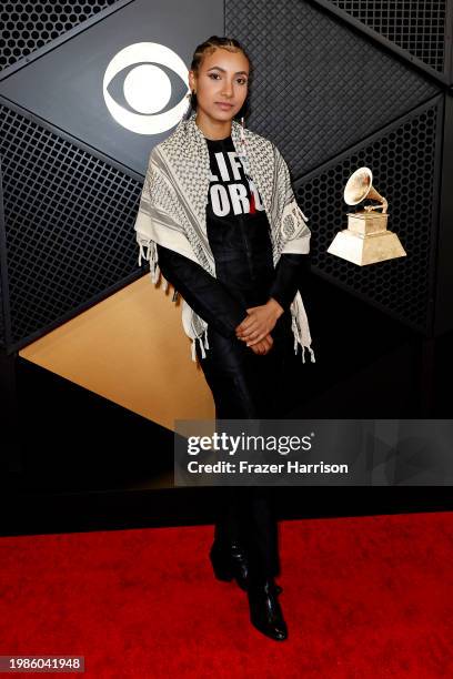 Esperanza Spalding attends the 66th GRAMMY Awards at Crypto.com Arena on February 04, 2024 in Los Angeles, California.