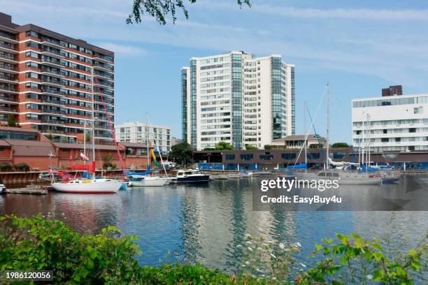 waterfront condos and marina - kingston ontario skyline stock pictures, royalty-free photos & images