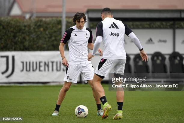 Martin Palumbo during a Juventus Next Gen Training Session at Juventus Center Vinovo on February 07, 2024 in Vinovo, Italy.