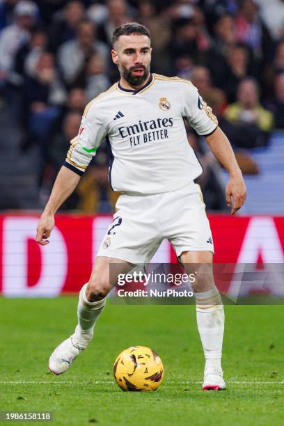 Daniel Carvajal of Real Madrid CF is in action during the LaLiga EA Sports match between Real Madrid and Atletico de Madrid at the Santiago Bernabeu...