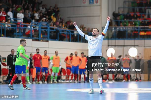 Christopher Wittig of Germany reacts during the Futsal Friendly match between Germany and Spain at F.a.n. Frankenstolzarena on February 04, 2024 in...