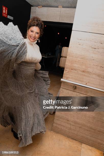 Marisol Membrillo is seen backstage during Carmen Awards 2024 at Casa Colón on February 03, 2024 in Huelva, Spain.
