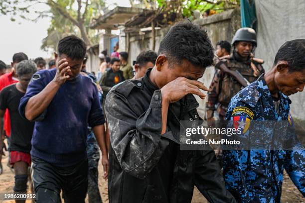 Personnel from Myanmar's Border Guard Police are entering Bangladesh to escape armed conflict, with another 63 arriving in Teknaf, Bangladesh, on...