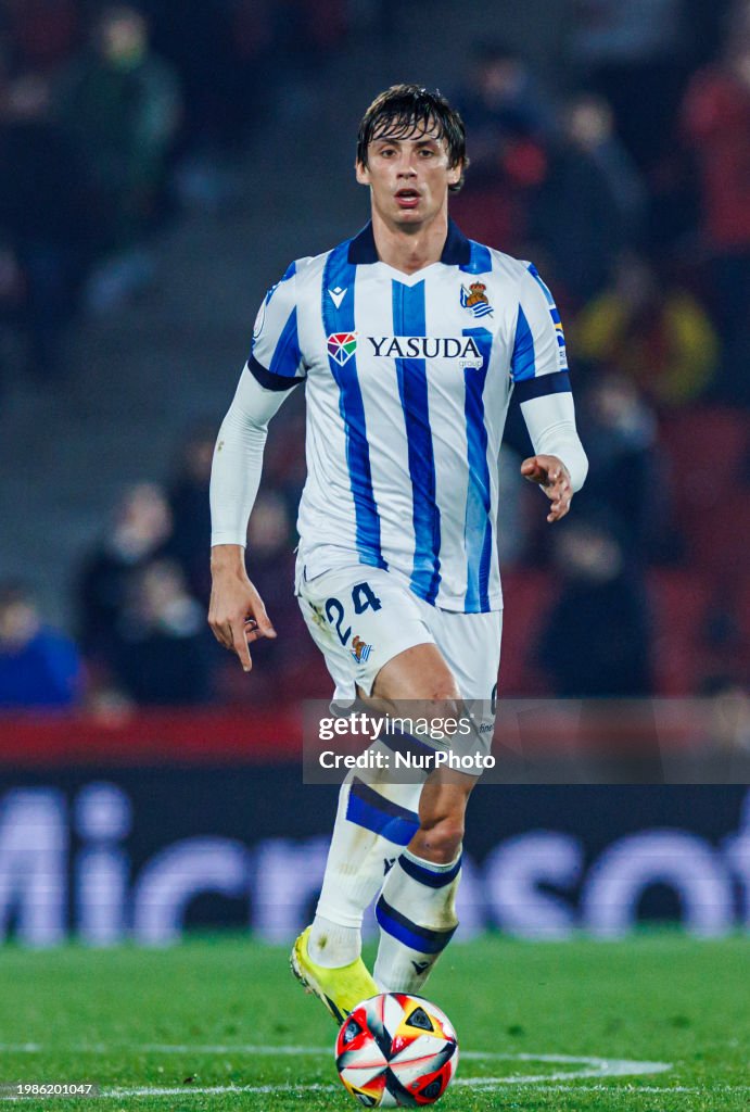 Robin Rey Robin Le Normand is controlling the ball during the Copa Del Rey Semi ...