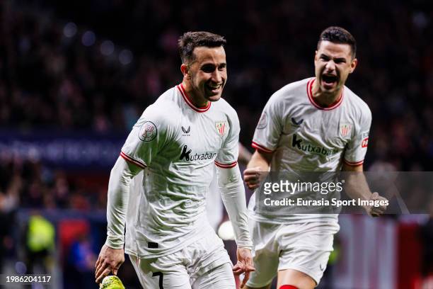 Alejandro Berenguer of Athletic Bilbao celebrating his goal with his teammates during the Semi Finals of Copa del Rey match between Atletico Madrid...