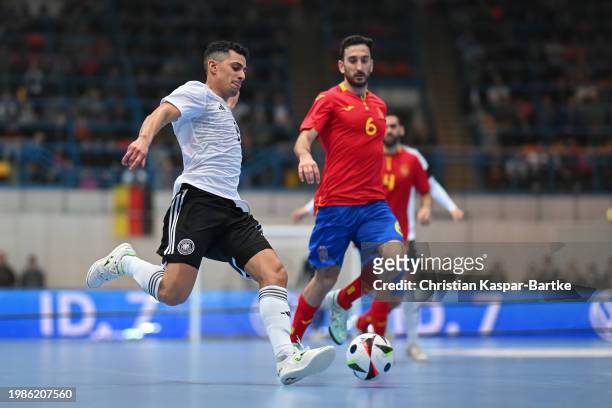 Gabriel Francisco de Oliveira Costa of Germany in action during the Futsal Friendly match between Germany and Spain at F.a.n. Frankenstolzarena on...