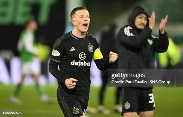 Celtic's Callum McGregor at full time during a cinch Premiership match between Hibernian and Celtic at Easter Road Stadium, on February 07 in...