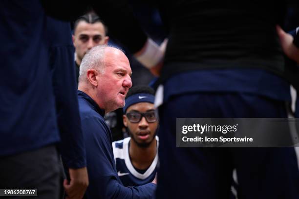 Butler Bulldogs head coach Thad Matta on the sidelines during the men's college basketball game between the Butler Bulldogs and UConn Huskies on...