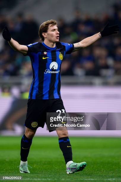 Nicolo Barella of FC Internazionale gestures during the Serie A football match between FC Internazionale and Juventus FC. FC Internazionale won 1-0...