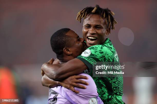 Bouaké, IVORY COAST Ahmed Musa of Nigeria celebrates during the TotalEnergies CAF Africa Cup of Nations semi-final match between Nigeria and South...