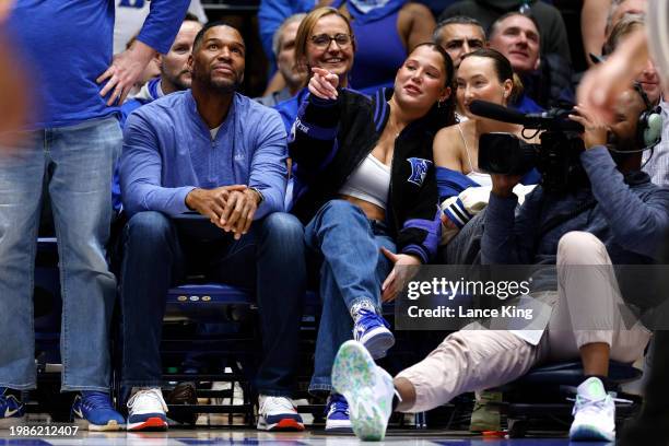 Michael Strahan attends the game between the Notre Dame Fighting Irish and the Duke Blue Devils at Cameron Indoor Stadium on February 7, 2024 in...