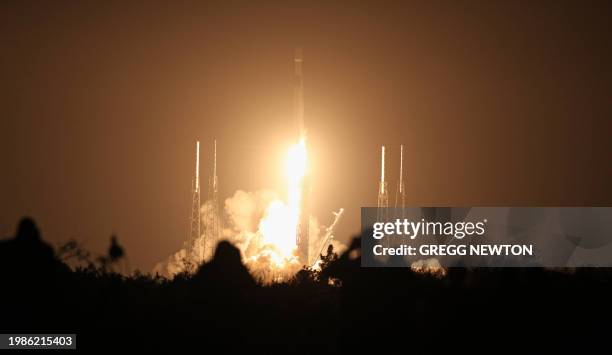 SpaceX Falcon 9 rocket lifts off from launch pad SLC-40 at the Kennedy Space Center on NASA's PACE mission in Cape Canaveral, Florida, on February 8,...