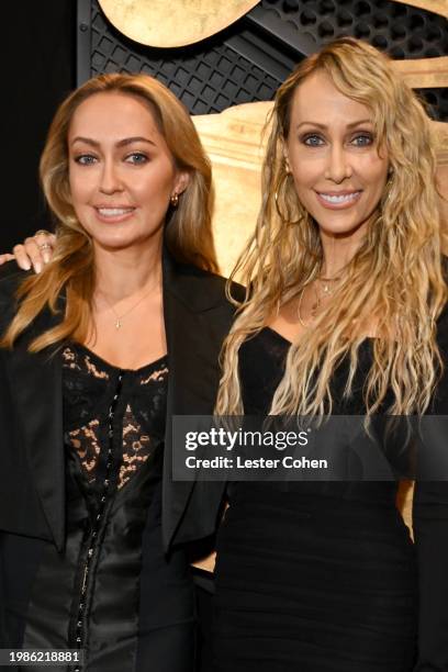 Brandi Cyrus and Tish Cyrus attend the 66th GRAMMY Awards at Crypto.com Arena on February 04, 2024 in Los Angeles, California.