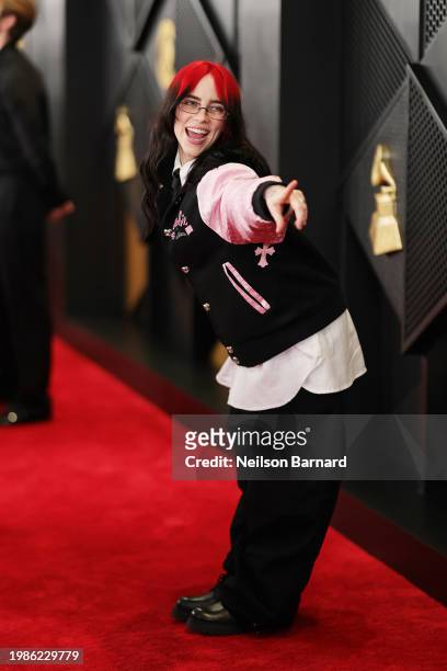 Billie Eilish attends the 66th GRAMMY Awards at Crypto.com Arena on February 04, 2024 in Los Angeles, California.
