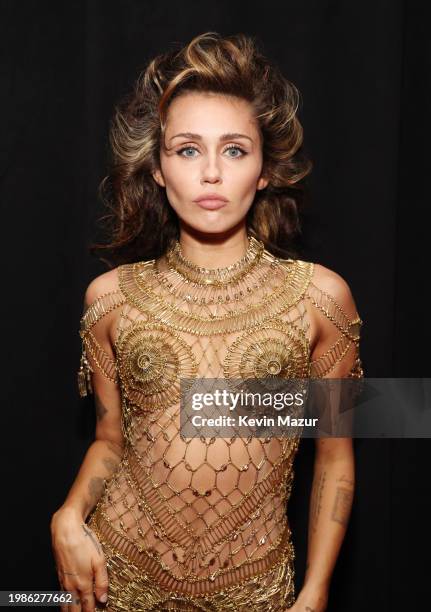 Miley Cyrus attends the 66th GRAMMY Awards at Crypto.com Arena on February 04, 2024 in Los Angeles, California.