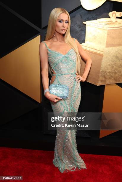 Paris Hilton attends the 66th GRAMMY Awards at Crypto.com Arena on February 04, 2024 in Los Angeles, California.