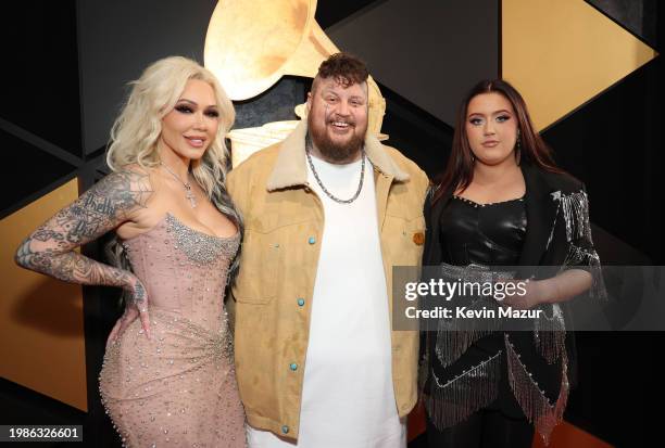 Bunnie Xo, Jelly Roll and Bailee Ann attend the 66th GRAMMY Awards at Crypto.com Arena on February 04, 2024 in Los Angeles, California.