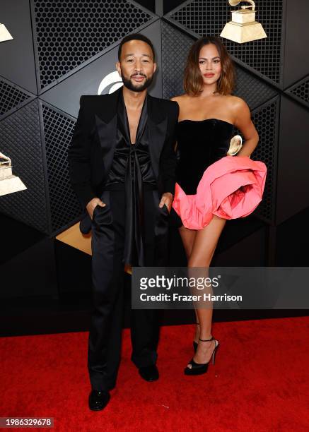 John Legend and Chrissy Teigen attend the 66th GRAMMY Awards at Crypto.com Arena on February 04, 2024 in Los Angeles, California.