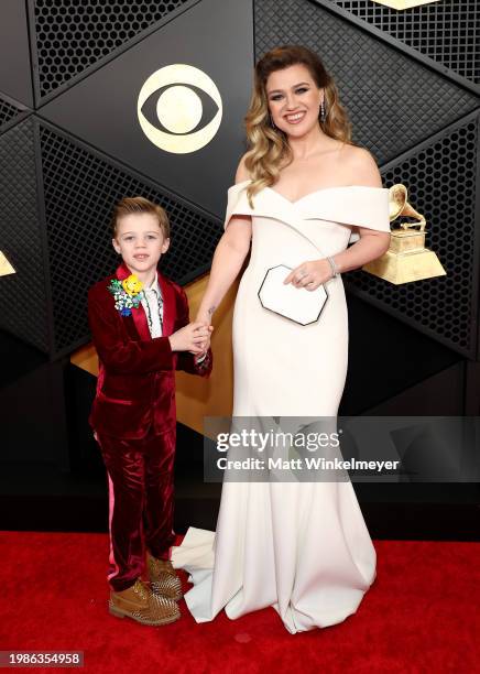 Remington Alexander and Kelly Clarkson attends the 66th GRAMMY Awards at Crypto.com Arena on February 04, 2024 in Los Angeles, California.