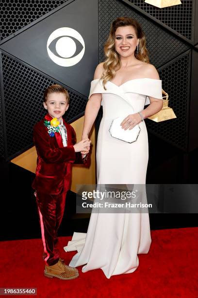 Remington Alexander and Kelly Clarkson attend the 66th GRAMMY Awards at Crypto.com Arena on February 04, 2024 in Los Angeles, California.