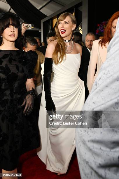 Lana Del Rey and Taylor Swift attend the 66th GRAMMY Awards at Crypto.com Arena on February 04, 2024 in Los Angeles, California.