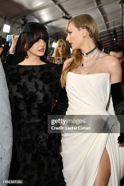 Lana Del Rey and Taylor Swift attend the 66th GRAMMY Awards at Crypto.com Arena on February 04, 2024 in Los Angeles, California.