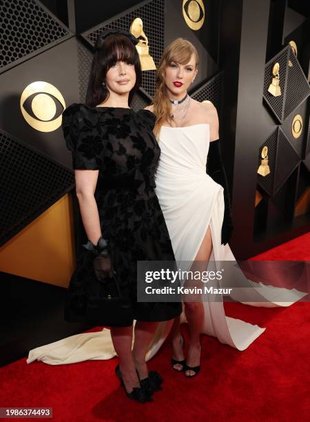 Lana Del Rey and Taylor Swift attend the 66th GRAMMY Awards at Crypto.com Arena on February 04, 2024 in Los Angeles, California.