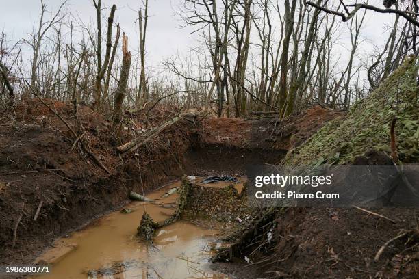 Russian tank position in a liberated area on the frontline on January 4, 2024 in Bakhmut, Ukraine. Russia began a large scale invasion of Ukraine in...