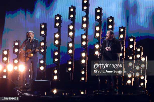 Tracy Chapman and Luke Combs perform onstage during the 66th GRAMMY Awards at Crypto.com Arena on February 04, 2024 in Los Angeles, California.