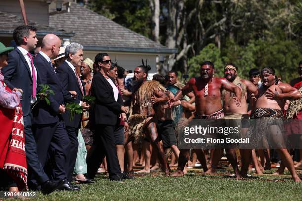 New Zealand government representatives including ACT leader David Seymour, Prime Minister Christopher Luxon and New Zealand First leader Winston...