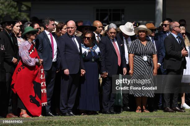 New Zealand government representatives including Prime Minister Christopher Luxon , ACT leader David Seymour and New Zealand First leader Winston...