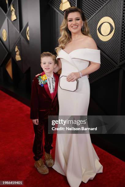 Kelly Clarkson and Remington "Remy" Alexander attend the 66th GRAMMY Awards at Crypto.com Arena on February 04, 2024 in Los Angeles, California.