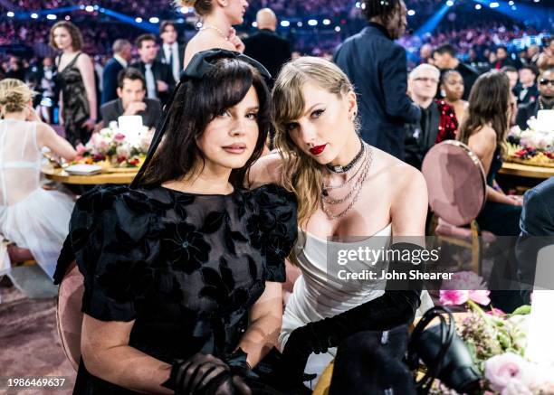 Lana Del Rey and Taylor Swift attend the 66th GRAMMY Awards on February 04, 2024 in Los Angeles, California.
