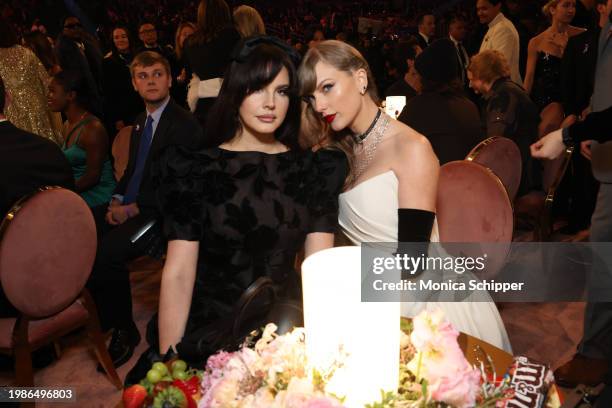 Lana Del Ray and Taylor Swift attend the 66th GRAMMY Awards at Crypto.com Arena on February 04, 2024 in Los Angeles, California.