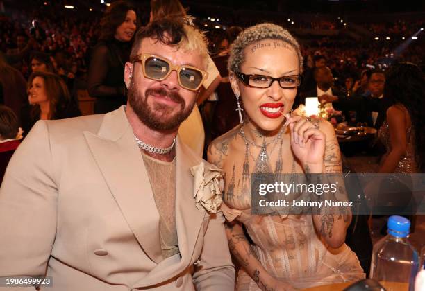 Jeffrey "J" Cyrus and Doja Cat attend the 66th GRAMMY Awards at Crypto.com Arena on February 04, 2024 in Los Angeles, California.
