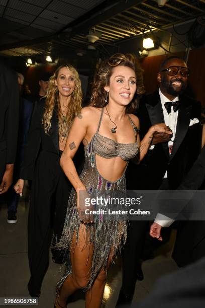 Tish Cyrus and Miley Cyrus attend the 66th GRAMMY Awards at Crypto.com Arena on February 04, 2024 in Los Angeles, California.