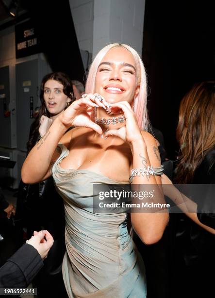 Karol G attends the 66th GRAMMY Awards at Crypto.com Arena on February 04, 2024 in Los Angeles, California.