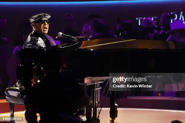 Stevie Wonder performs onstage during the 66th GRAMMY Awards at Crypto.com Arena on February 04, 2024 in Los Angeles, California.