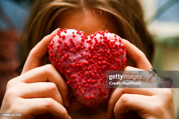 Heart-shaped donut is being featured on Fat Thursday in Krakow, Poland, on February 7. Fat Thursday is celebrated on the last Thursday before Lent,...