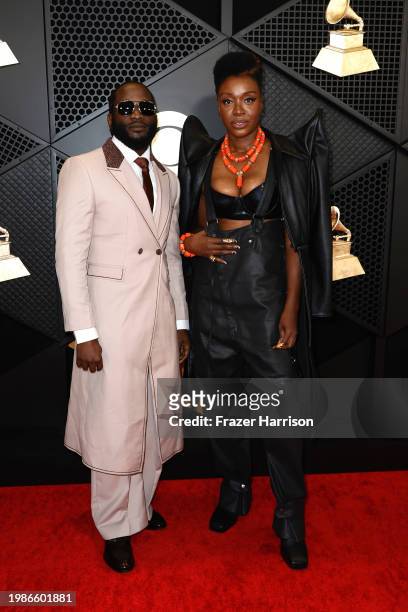 Obi and Folake Olowofoyeku attend the 66th GRAMMY Awards at Crypto.com Arena on February 04, 2024 in Los Angeles, California.