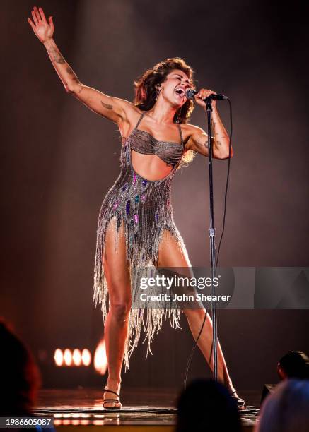 Miley Cyrus performs onstage during the 66th GRAMMY Awards on February 04, 2024 in Los Angeles, California.
