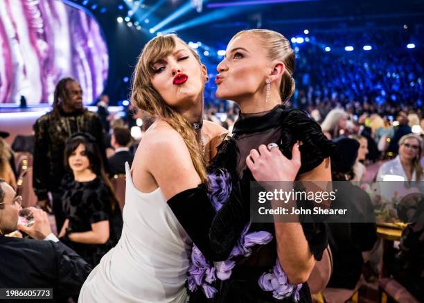 Taylor Swift and Kelsea Ballerini attend the 66th GRAMMY Awards on February 04, 2024 in Los Angeles, California.