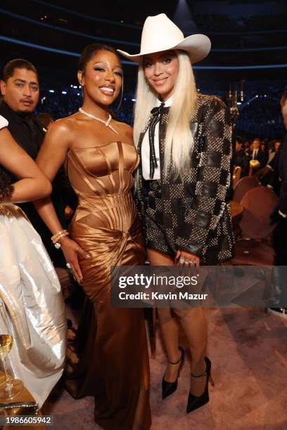 Victoria Monet and Beyoncé attend the 66th GRAMMY Awards at Crypto.com Arena on February 04, 2024 in Los Angeles, California.