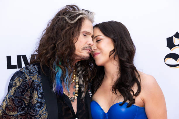 Steven Tyler and Aimee Preston attend the 5th Annual Jam For Janie GRAMMY Awards Viewing Party at Hollywood Palladium on February 4, 2024 in Los...