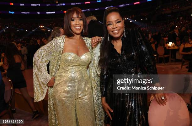 Gayle King and Oprah Winfrey attend the 66th GRAMMY Awards at Crypto.com Arena on February 04, 2024 in Los Angeles, California.