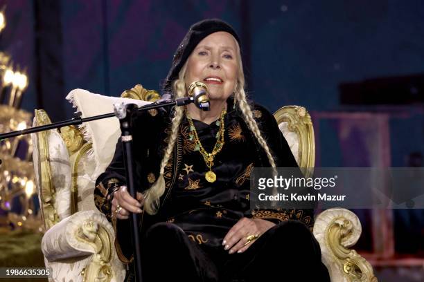Joni Mitchell performs onstage during the 66th GRAMMY Awards at Crypto.com Arena on February 04, 2024 in Los Angeles, California.