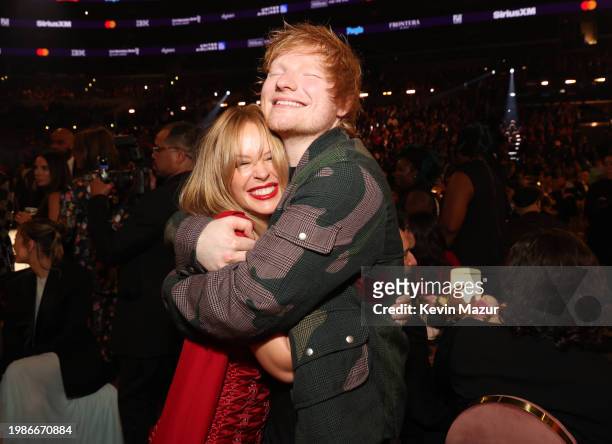 Kylie Minogue and Ed Sheeran attend the 66th GRAMMY Awards at Crypto.com Arena on February 04, 2024 in Los Angeles, California.