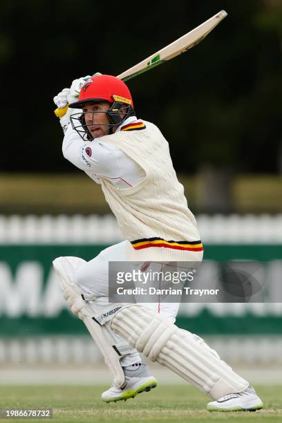 Harry Nielsen of South Australia bats during the Sheffield Shield match between Victoria and South Australia at CitiPower Centre, on February 05 in...