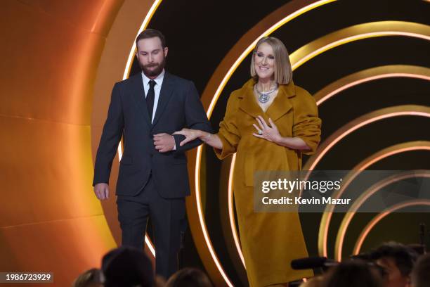 Rene-Charles Angelil, Celine Dion speaks onstage during the 66th GRAMMY Awards at Crypto.com Arena on February 04, 2024 in Los Angeles, California.